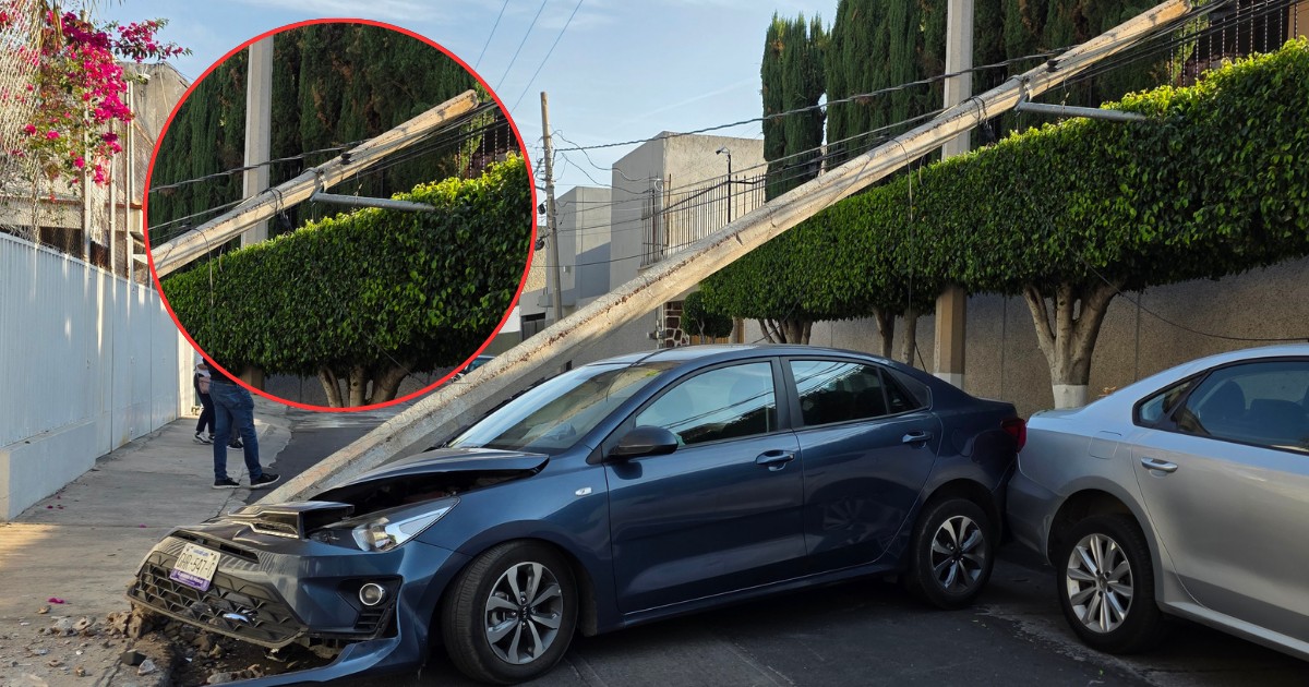 ¡Los salvó un árbol y el cableado! Madre e hijo chocan contra poste en Celaya