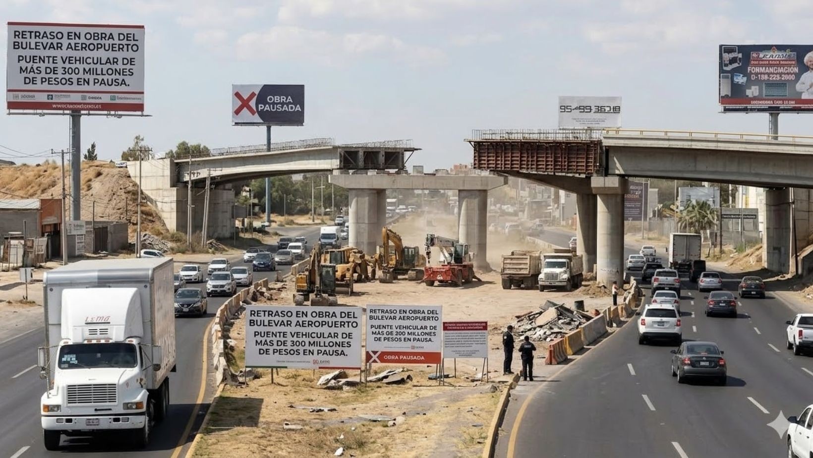 Puente vehicular en bulevar Aeropuerto de León superará los 300 millones de pesos; retraso en lateral podría generar sanciones