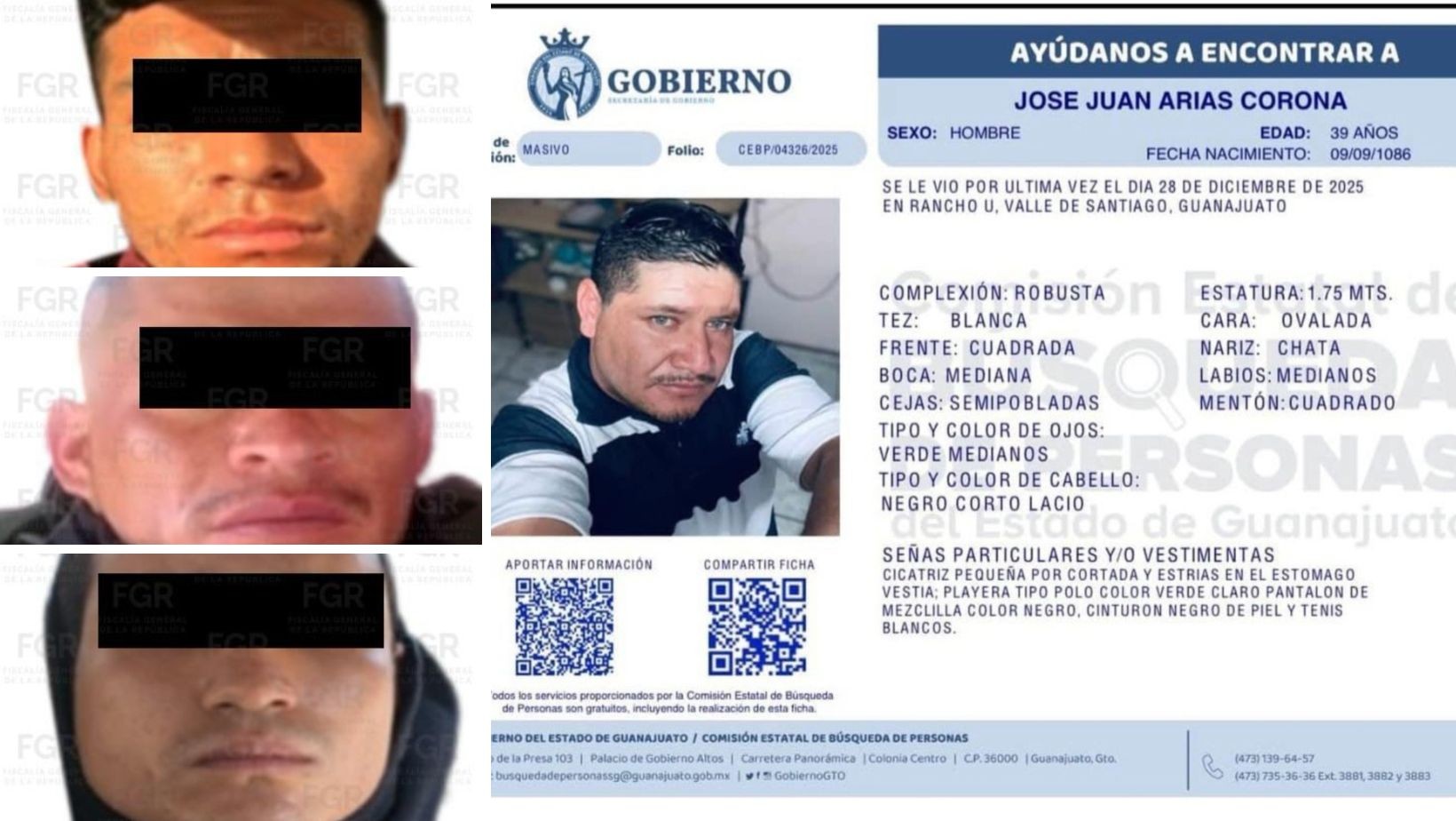 Vinculan a proceso a tres detenidos por la desaparición del buscador José Juan Arias Corona en Guanajuato