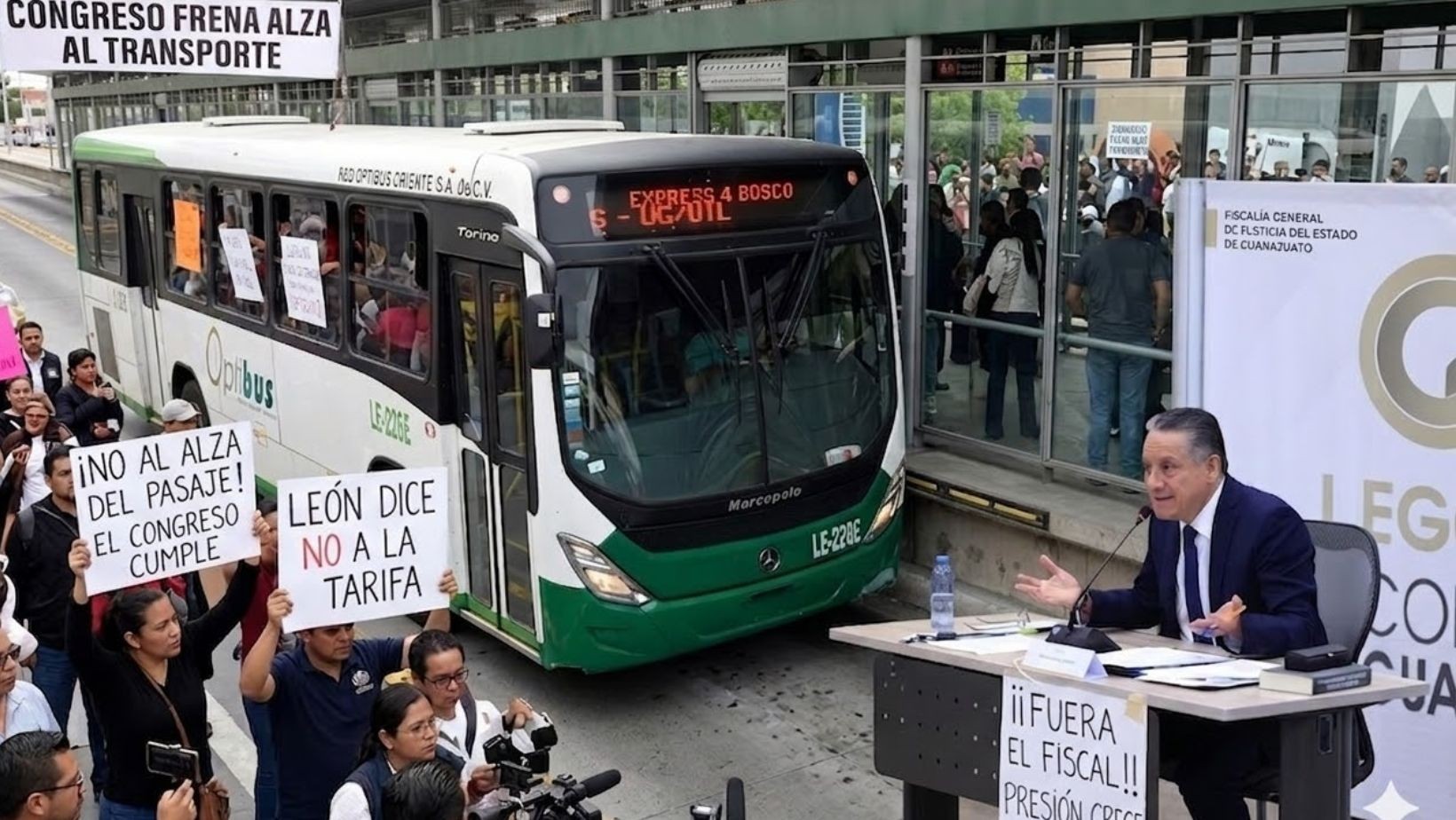 Congreso frena alza al transporte y crece presión para remover al fiscal en Guanajuato