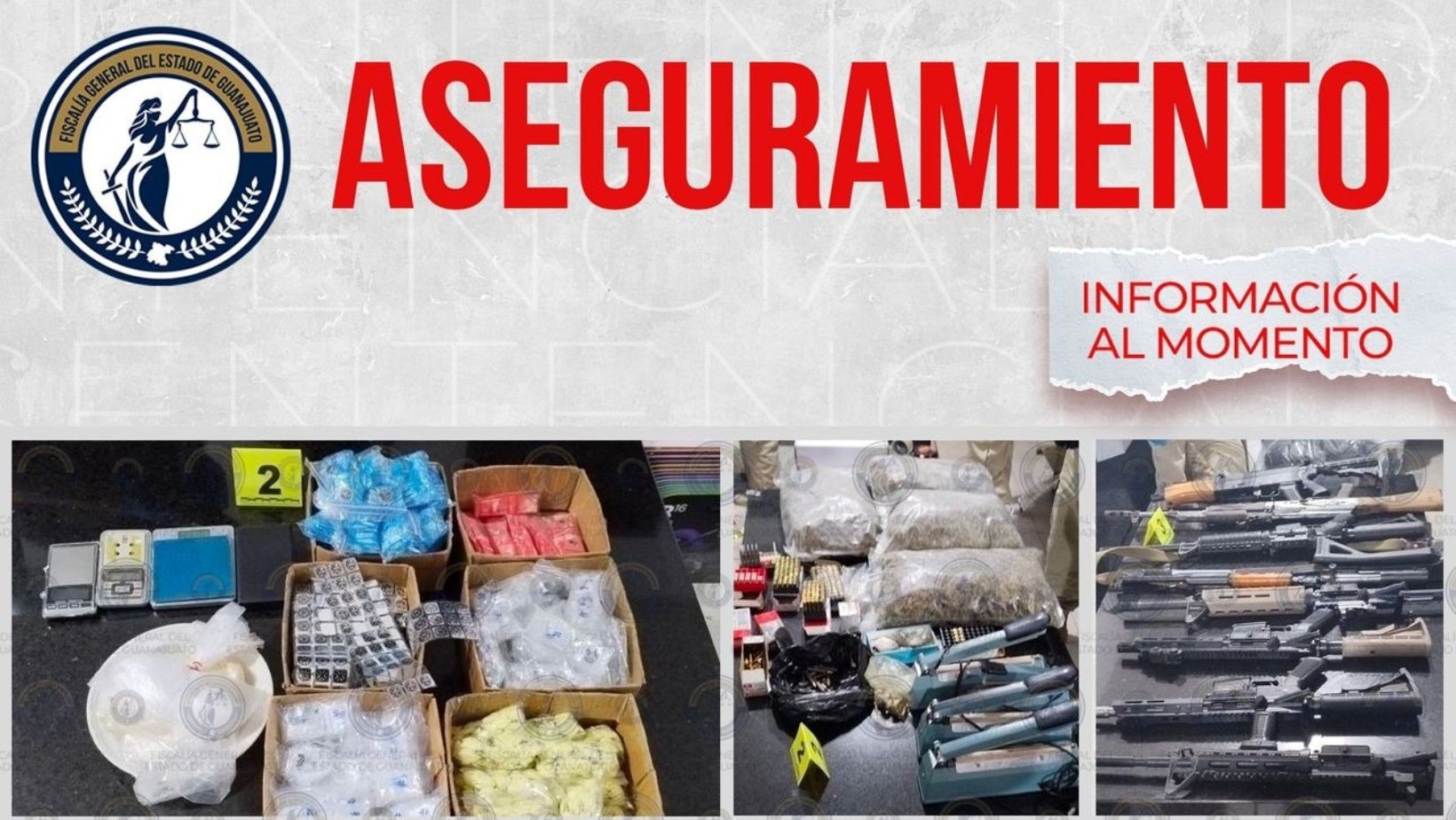 Fiscalía de Guanajuato asegura arsenal y droga en León tras operativo