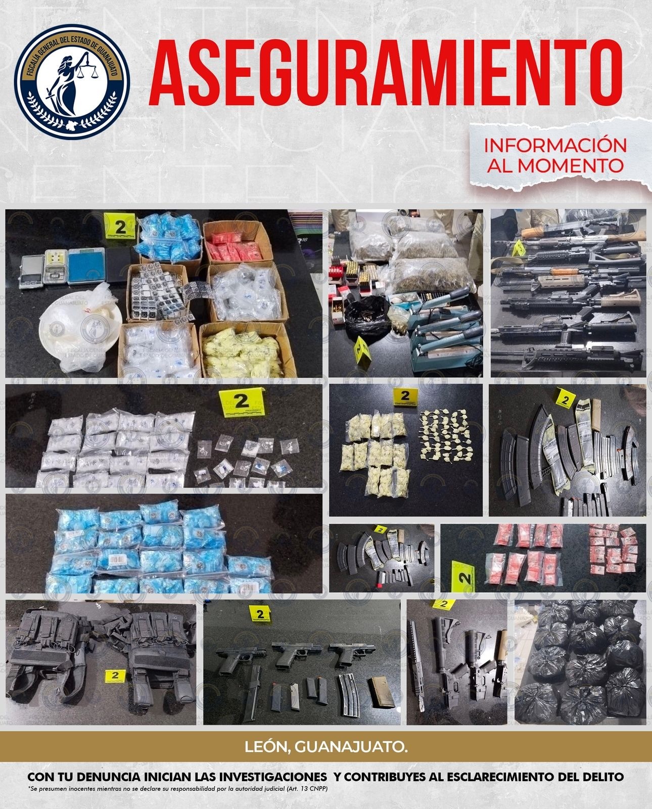 Fiscalía de Guanajuato asegura arsenal y droga en León tras operativo Fiscalía de Guanajuato asegura arsenal y droga en León tras operativo