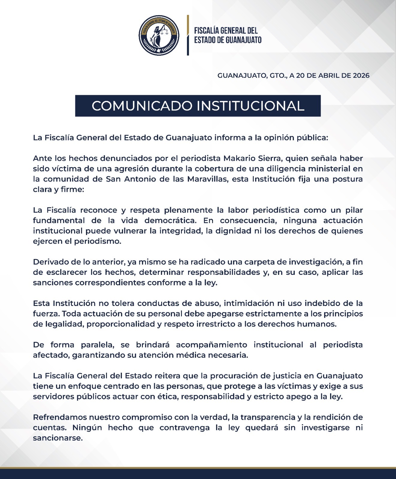 Agreden a periodista en pleno operativo en Juventino Rosas; Fiscalía abre investigación