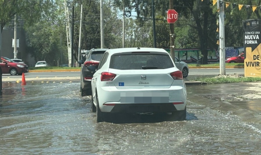 Aguas negras invaden bulevar en León y generan malos olores y caos vial