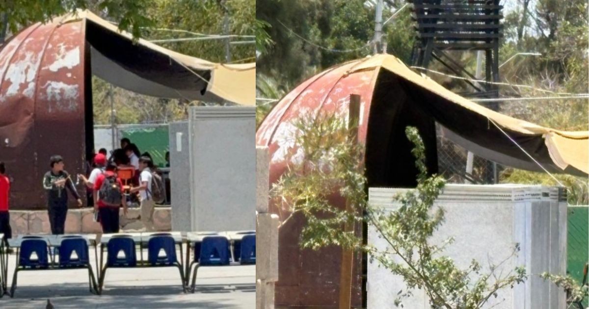 Con calor de hasta 40 grados: Alumnos toman clases bajo láminas y lonas en León