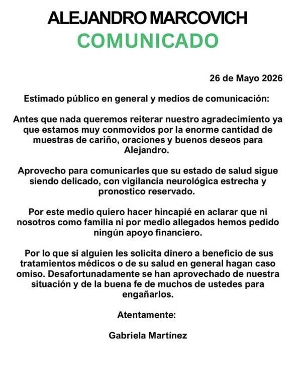 Se aprovechan de su salud: Alertan por estafas a nombre de Alejandro Marcovich