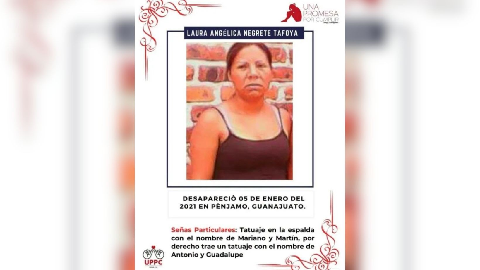 Hermana desaparecida de la buscadora Patricia Negrete