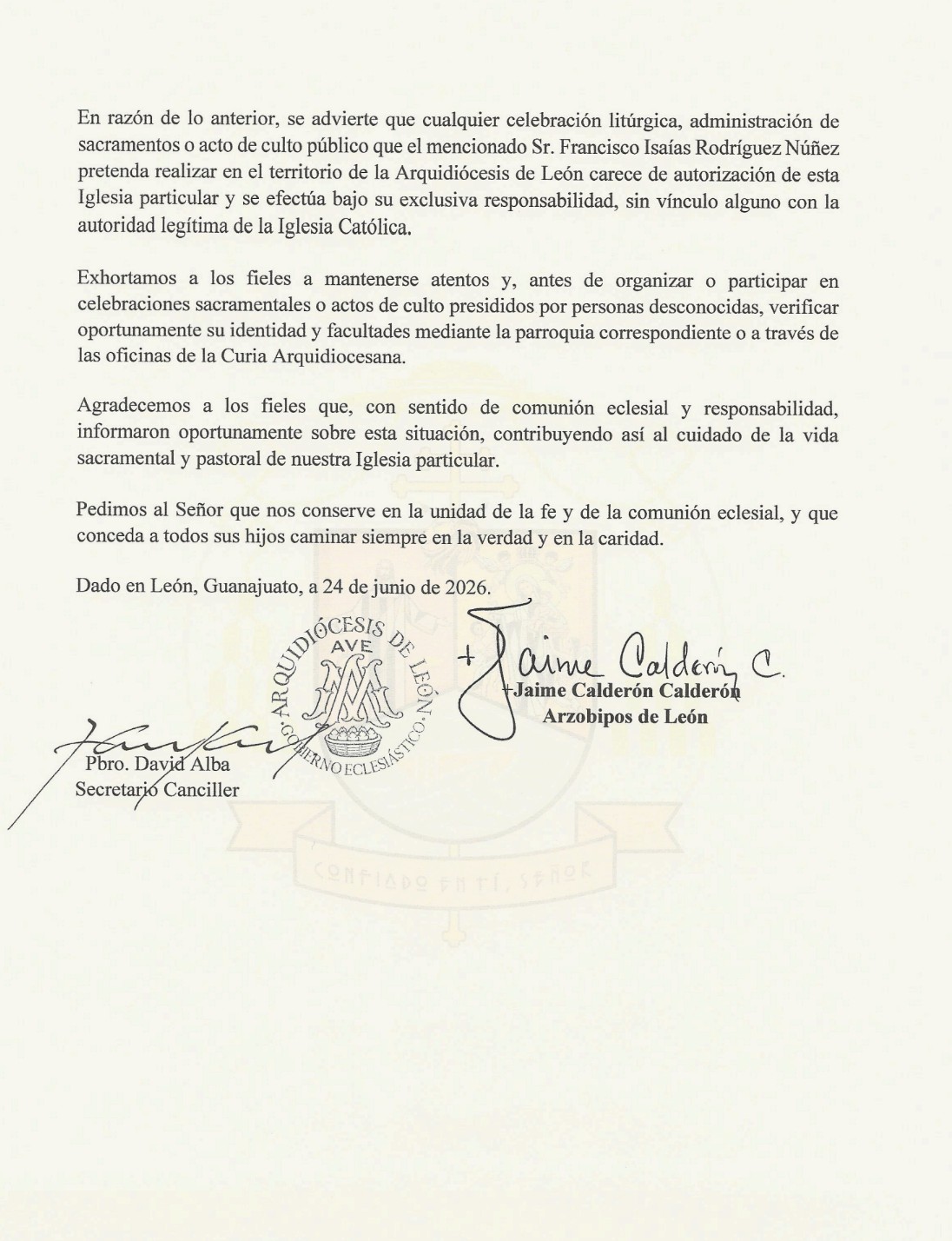 Arquidiócesis de León alerta sobre falso sacerdote que oficiaba en funerarias
