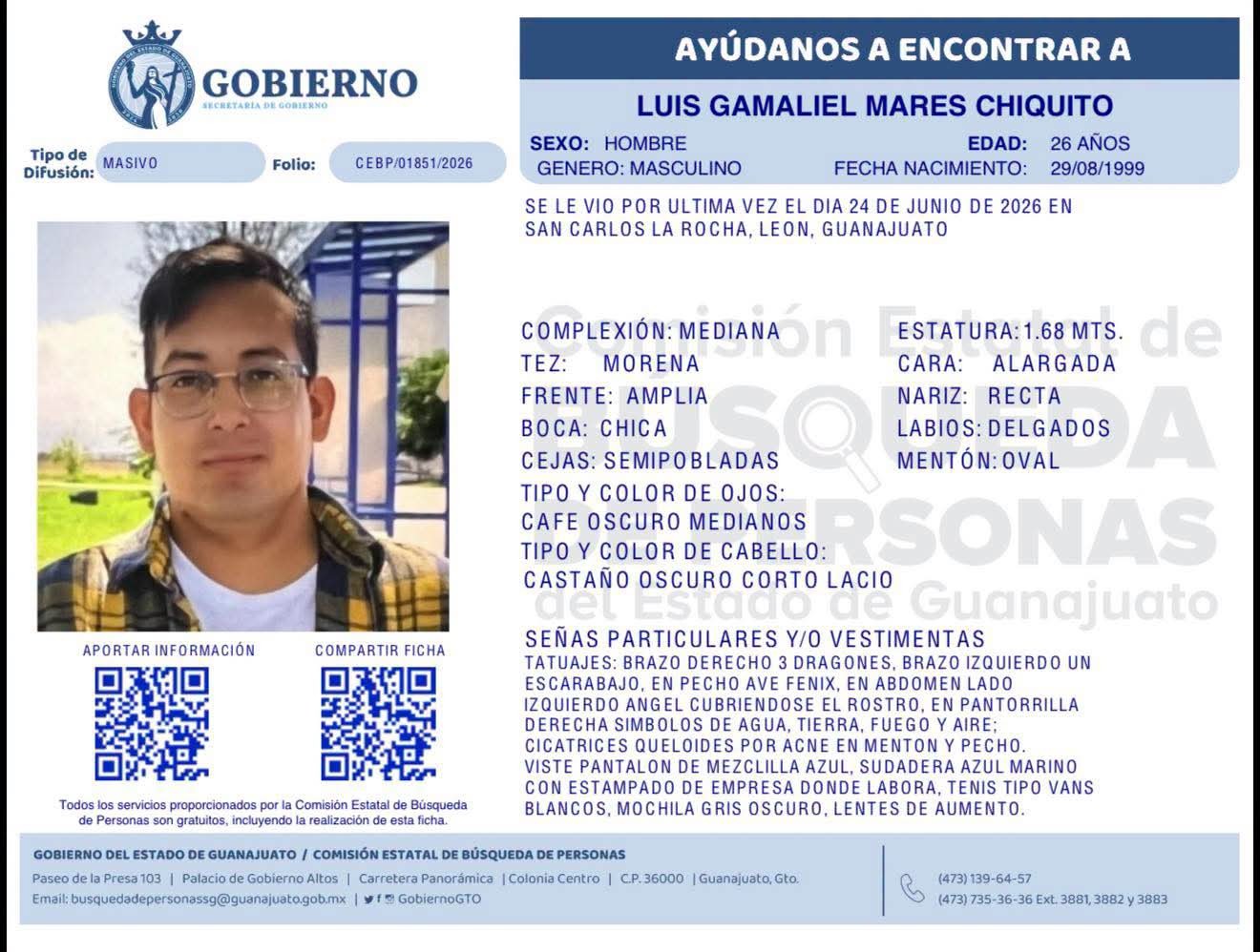 Hallan sin vida a Luis Gamaliel Mares Chiquito, estudiante de la UTL desaparecido en León