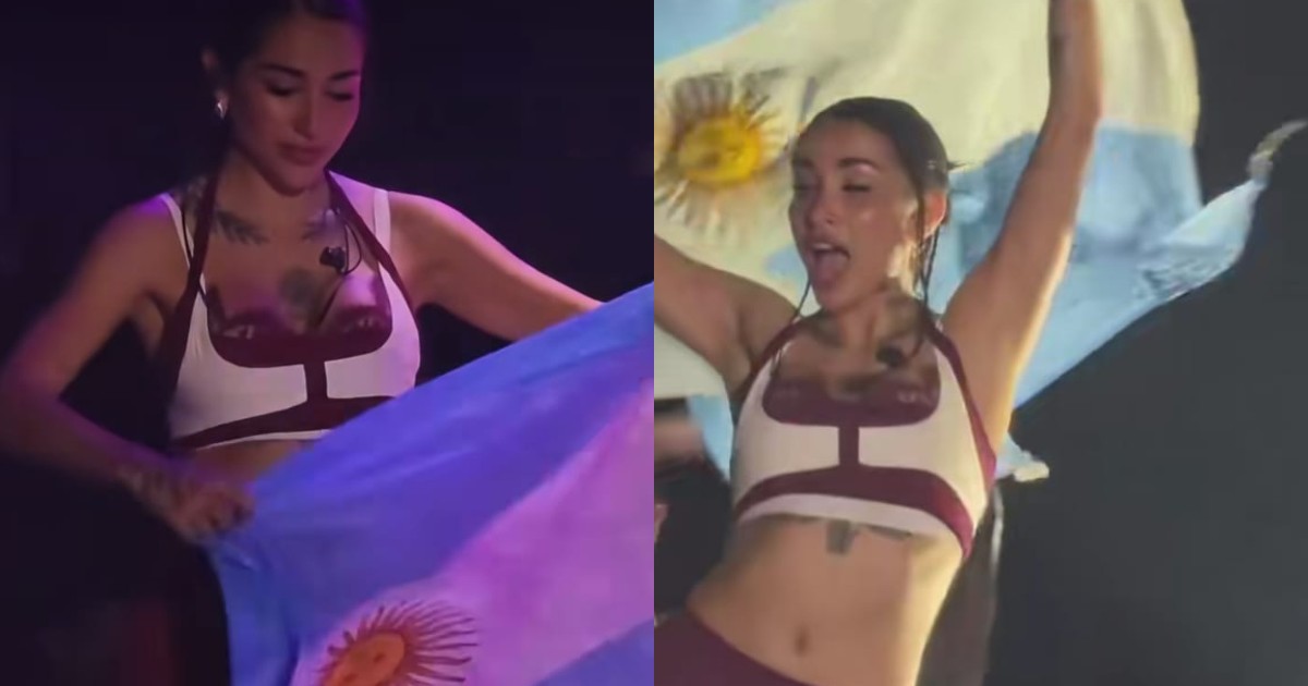 María Becerra desata polémica por ondear la bandera de Argentina en Barcelona