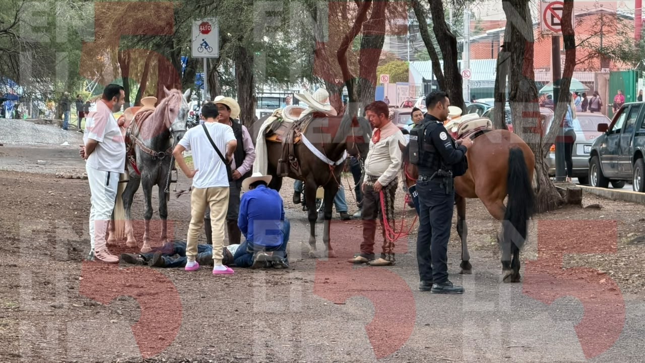 ¡Al suelo! Jinete cae de un caballo frente a clínica del IMSS en León