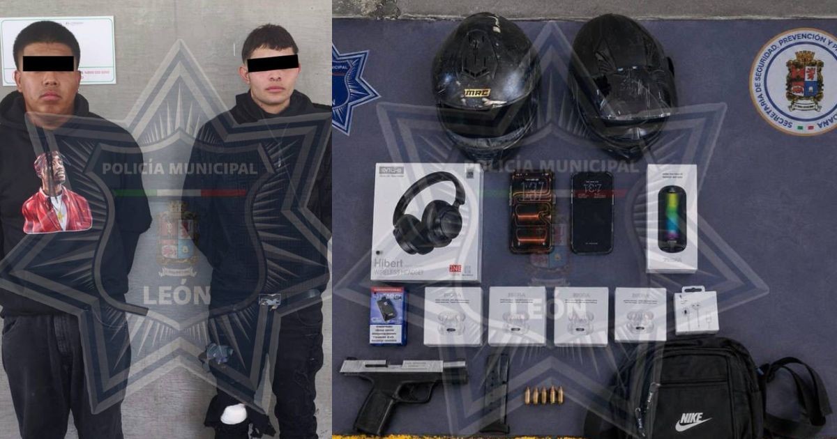 Robaron una tienda de celulares en Jardines del Moral y la policía los detuvo