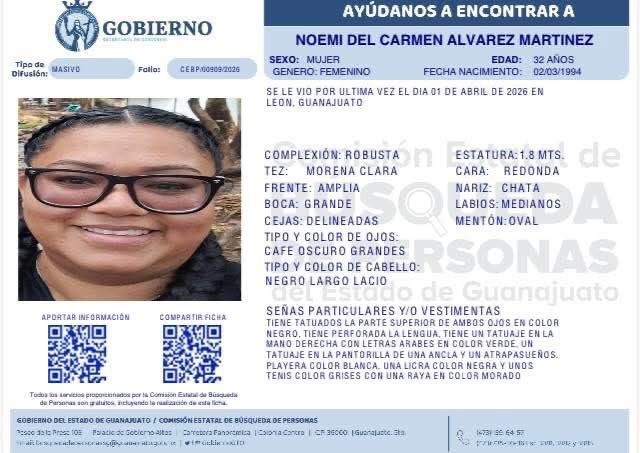 Localizan con vida a Noemí del Carmen Álvarez en León