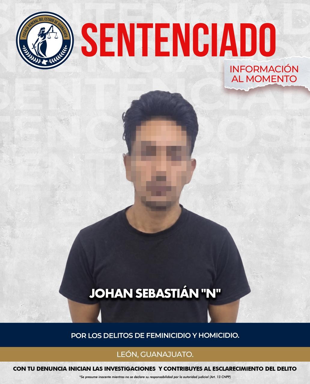 Condenan a 30 años de prisión a Johan Sebastián por asesinar a dos familiares en León Condenan a 30 años de prisión a Johan Sebastián por asesinar a dos familiares en León