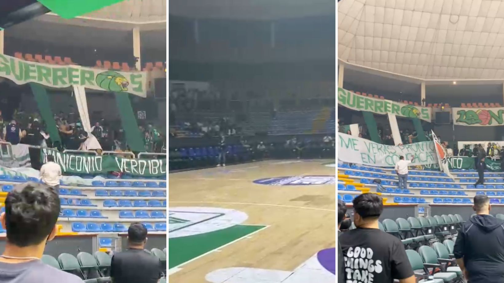 Bengalas empañan partido de baloncesto entre Abejas de León y Freseros de Irapuato