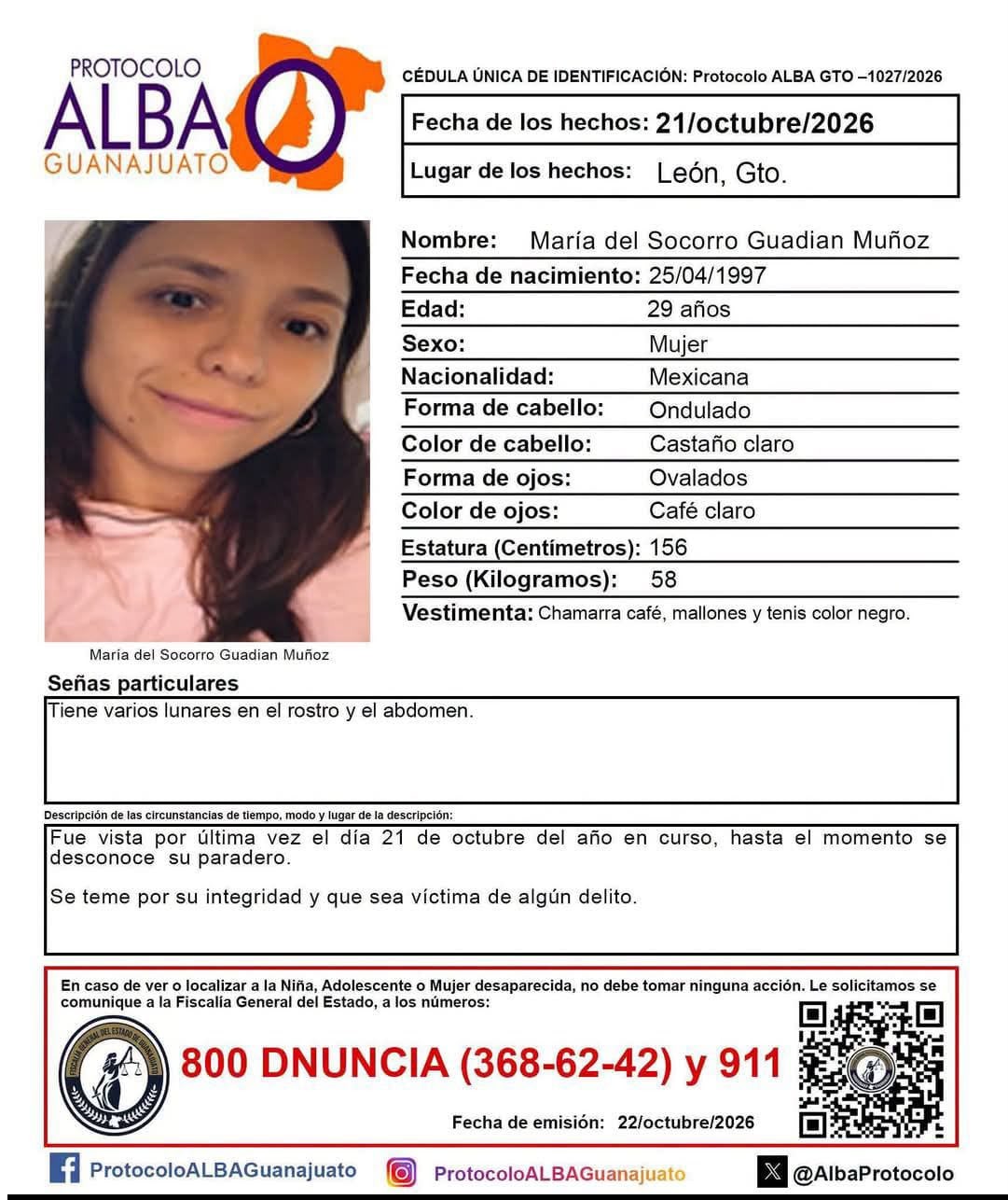 Buscan a María del Socorro, joven con discapacidad desaparecida en León Buscan a María del Socorro, joven con discapacidad desaparecida en León