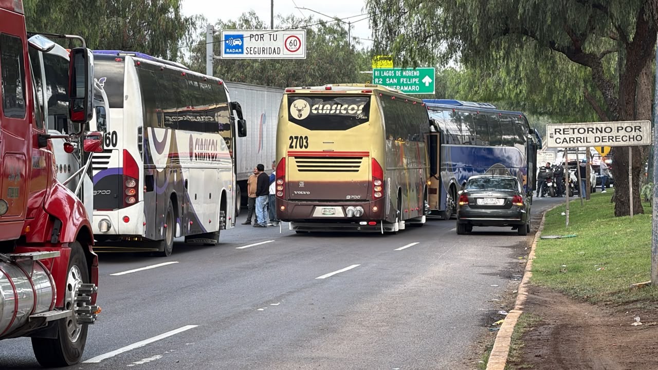 Paro Nacional de transportistas en Guanajuato: movilización provoca tráfico lento en León