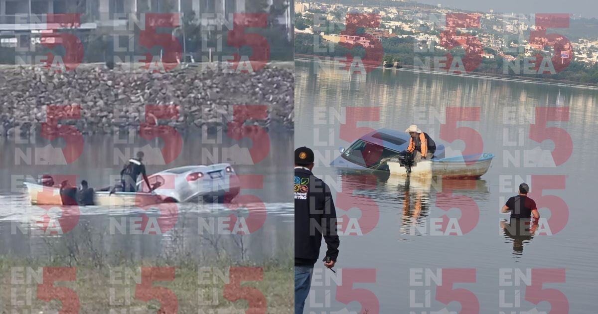(VIDEO) Auto cae a la presa El Palote; así fue el rescate en el parque Metropolitano de León