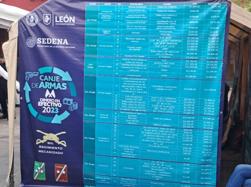 Cambia tu arma por dinero en efectivo en León