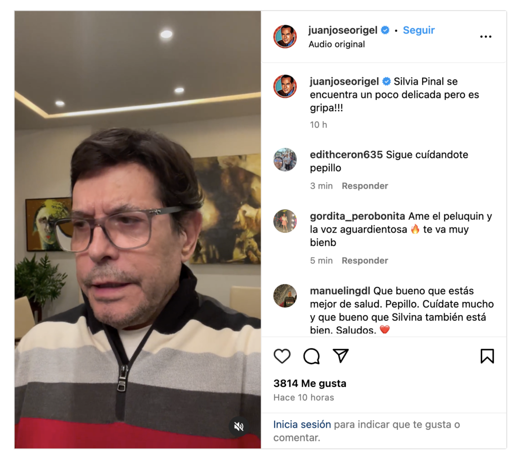 Silvia Pinal está delicada de gripa, aclara Juan José Origel