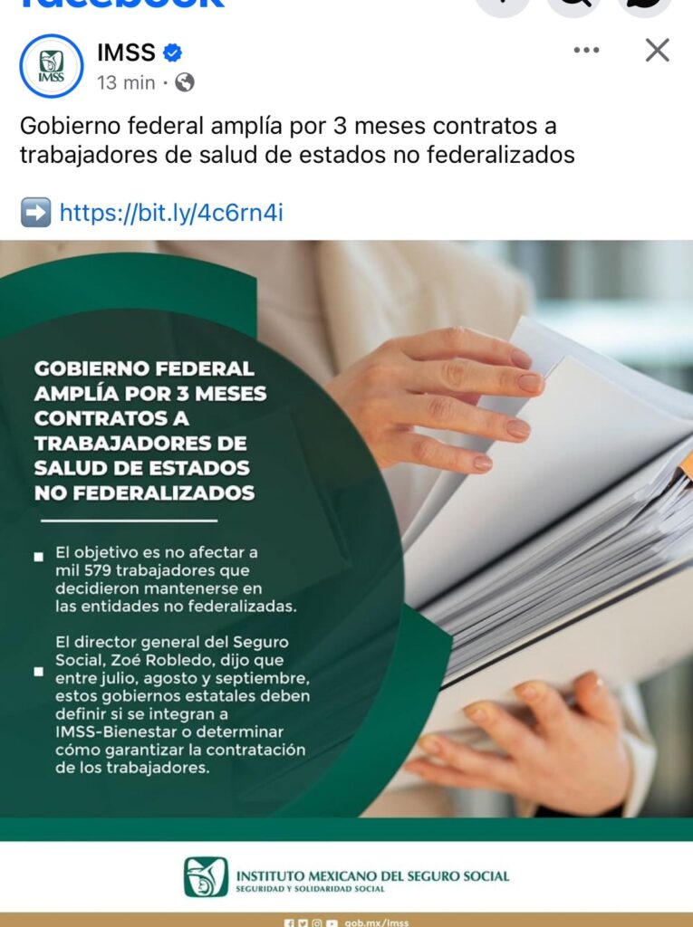 Confirman renovación de contrato a trabajadores del IMSS-Bienestar en Guanajuato