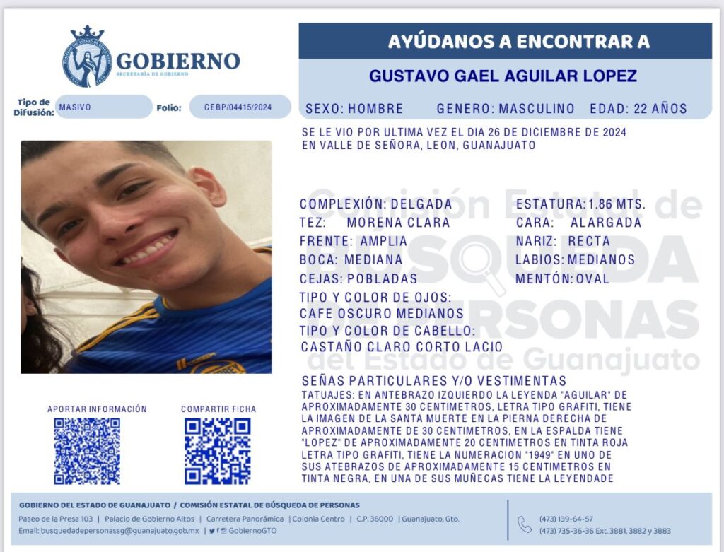 ¿Lo has visto? Buscan a Gustavo Gael Aguilar López; lleva más de una semana desaparecido