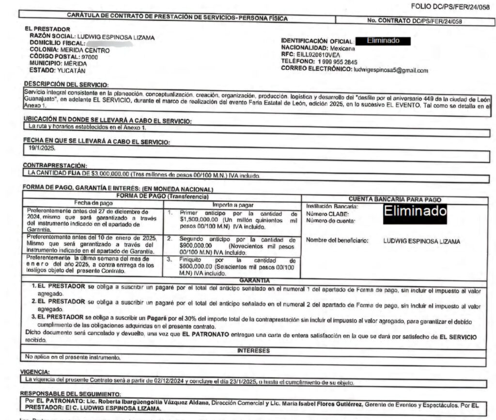 Este fue el contrato millonario que le pagaron a un proveedor yucateco organizar el desfile de León