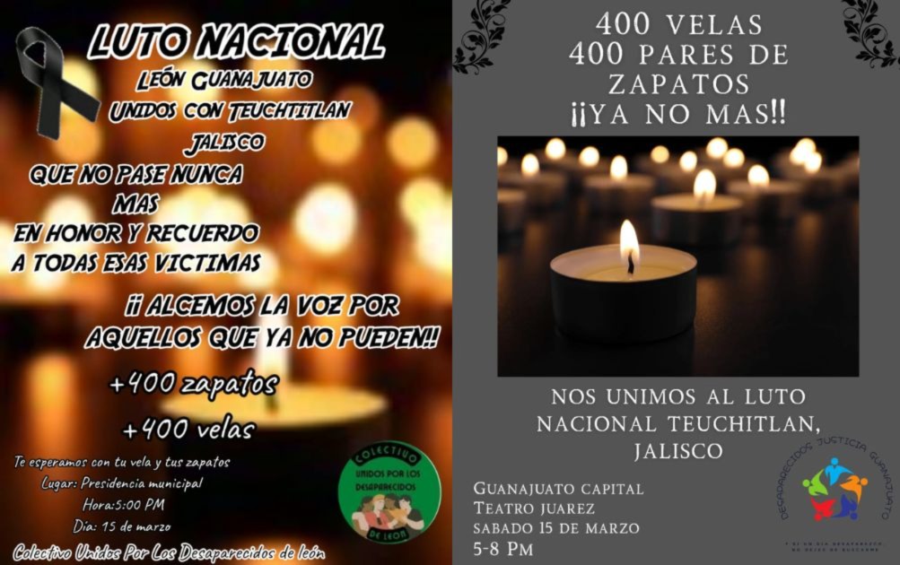 Guanajuato se suma al Luto Nacional de Teuchitlán, Jalisco