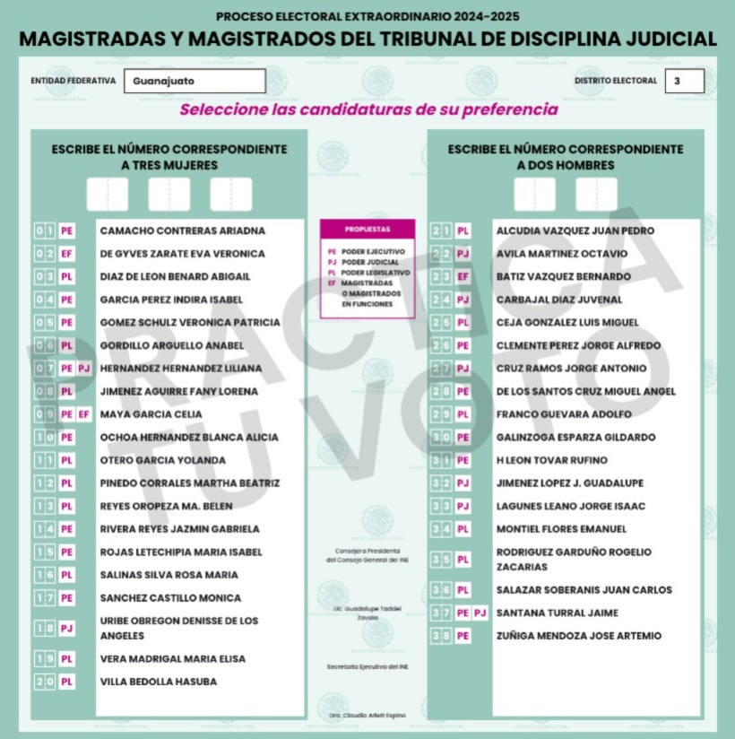 Boleta de Magistradas y Magistrados del Tribunal de Disciplina Judicial