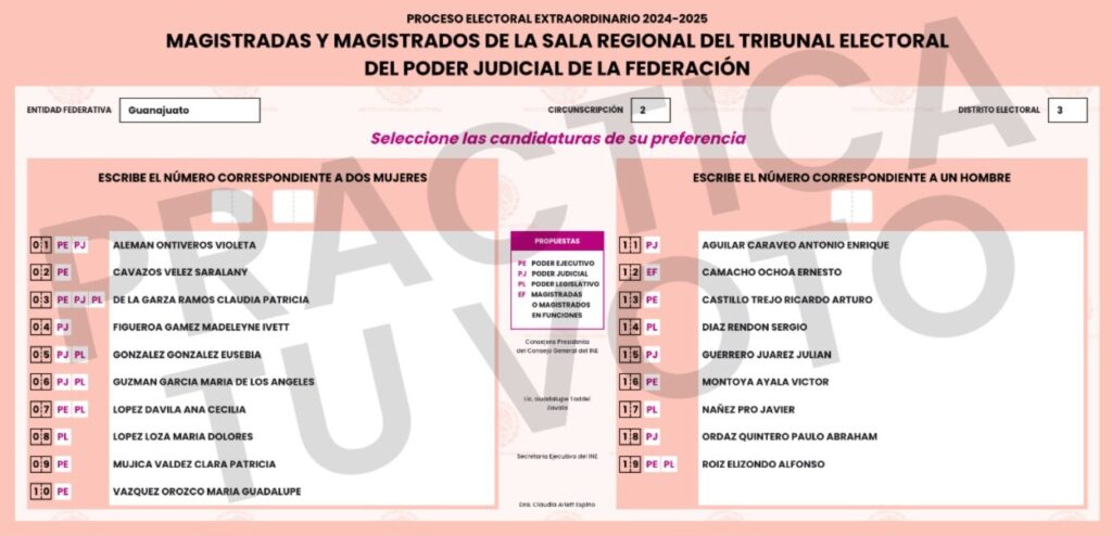 Boleta de Magistradas y Magistrados de la Sala Superior de la Sala Superior del Tribunal Electoral del Poder Judicial de la Federación